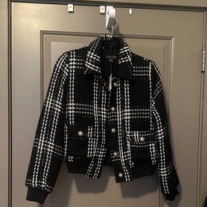 Laundry By Shelli Segal Black and White Checkered Blazer